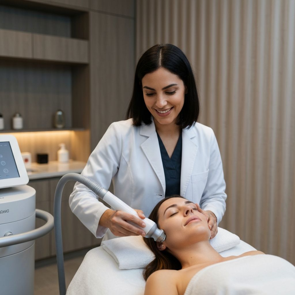 Professional dark spot removal treatment being applied in medical spa